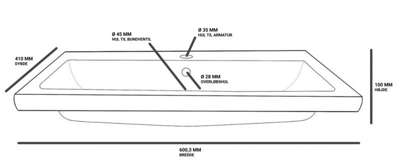 Nortiq Miami Slimline 60 m&oslash;belvask - 1 hanehul