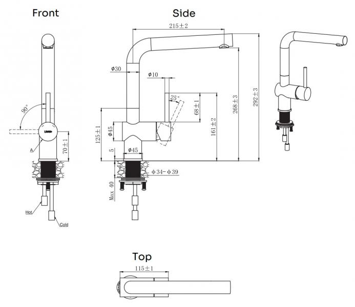 Lavabo Kubus 385 RS k&oslash;kkenarmatur m/udtr&aelig;k - Rustfrit st&aring;l