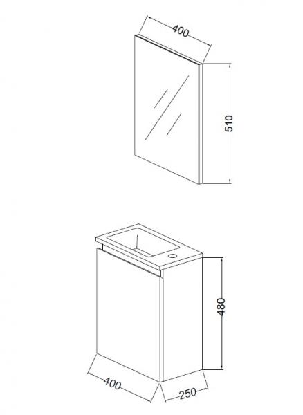 Nortiq Pisa 40 One-box møbelsæt m/låge og spejl - Mat hvid Nortiq Pisa 40 One-box møbelsæt m/låge og spejl - Mat hvid