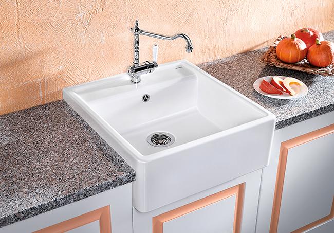 Blanco Panor 60 køkkenvask i porcelæn m/2 hanehuller - Krystalhvid Blanco Panor 60 køkkenvask i porcelæn m/2 hanehuller - Krystalhvid