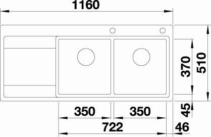Blanco Divon II 8S-IF k&oslash;kkenvask - Venstrevendt - Rustfrit st&aring;l