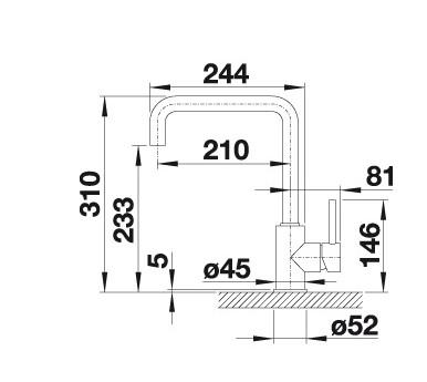 Blanco Naya 6 UX k&oslash;kkenvask m/k&oslash;kkenarmatur - Sort