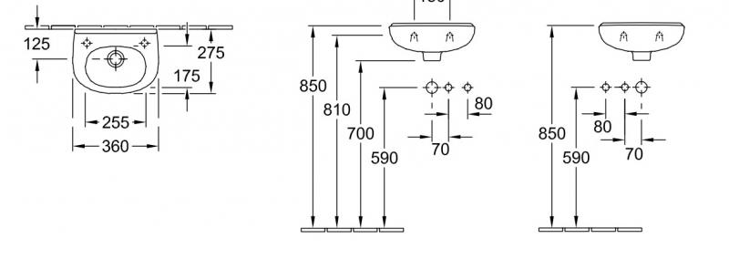 V&B O.novo 36 h&aring;ndvask t/v&aelig;g - Hanehul til h&oslash;jre - Ceramic+