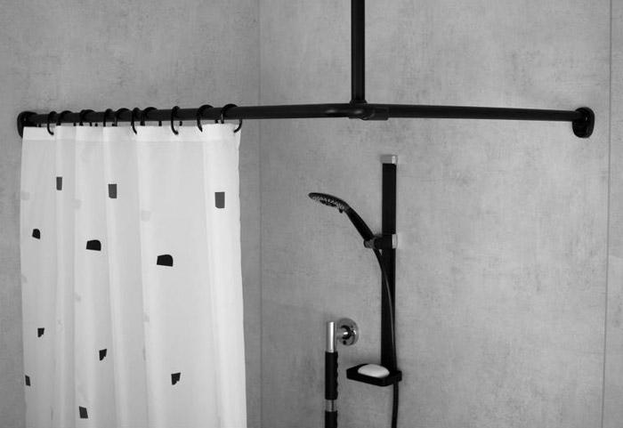 Ridder universal badeforh&aelig;ngsstang - 90 x 90 cm - Mat sort