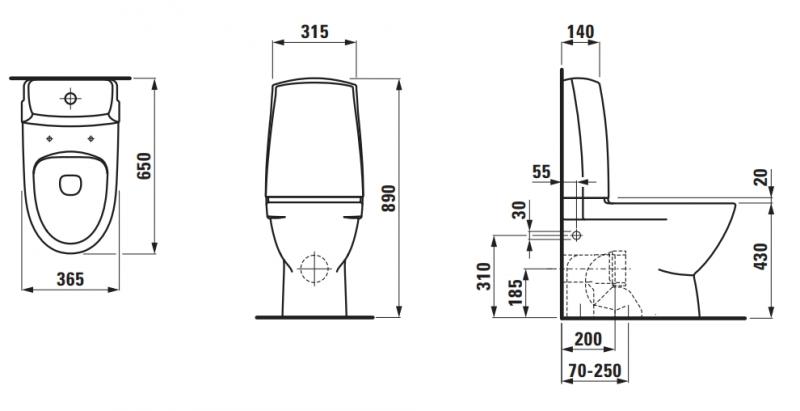 Laufen Pro N gulvstående WC med P-lås back-to-wall limning, LCC Laufen Pro N gulvstående WC med P-lås back-to-wall limning, LCC