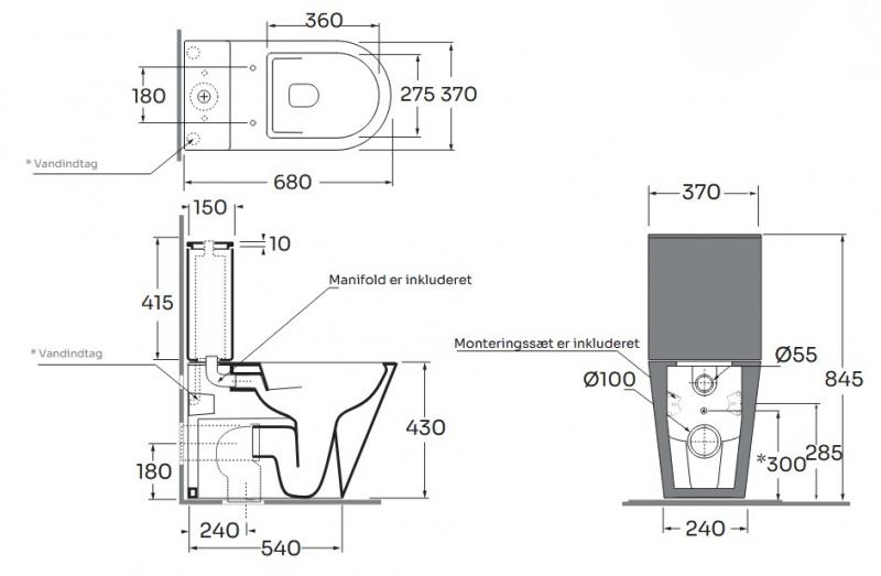 Lavabo Forma rimless gulvst&aring;ende toilet BTW inkl. s&aelig;de