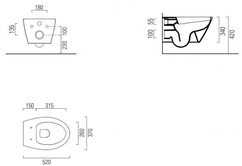 GSI Modo 52 kompakt v&aelig;gh&aelig;ngt toilet m/SwirlFlush og Extraglaze - Mat hvid