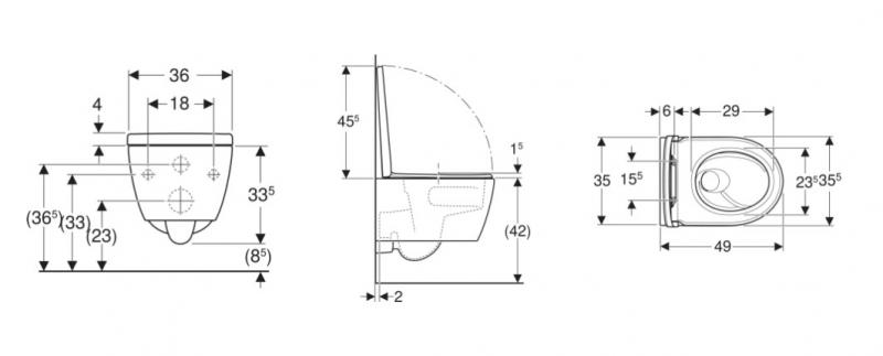 Geberit iCon kompakt væghængt toilet m/TurboFlush og toiletsæde Geberit iCon kompakt væghængt toilet m/TurboFlush og toiletsæde