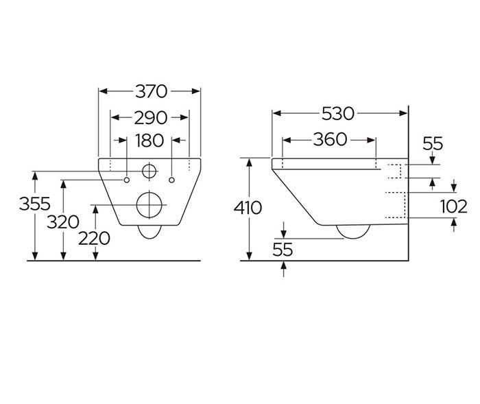 Gustavsberg Graphic v&aelig;gh&aelig;ngt toilet m/s&aelig;de og Hygienic Twist