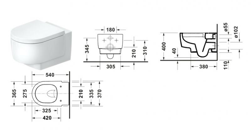 Duravit Balcoon væghængt toilet m/Rimless og DuraShield - Mat hvid Duravit Balcoon væghængt toilet m/Rimless og DuraShield - Mat hvid