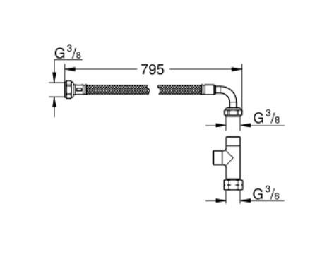 Grohe bruseslange og t-stykke til manuelt bid&eacute;ts&aelig;de