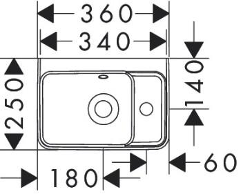 hansgrohe Xanuia Q 36 h&aring;ndvask t/v&aelig;g - Hanehul til h&oslash;jre