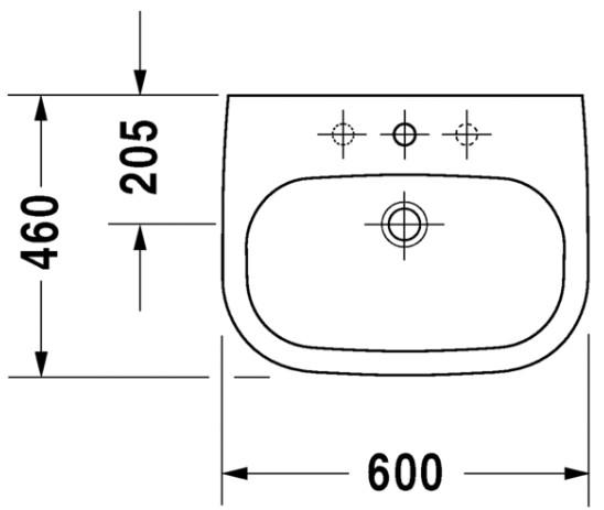 Duravit D-Code 60 håndvask t/væg Duravit D-Code 60 håndvask t/væg