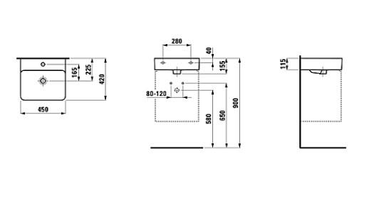 Laufen Val compact 45 håndvask t/væg eller møbel - 1 hanehul Laufen Val compact 45 håndvask t/væg eller møbel - 1 hanehul