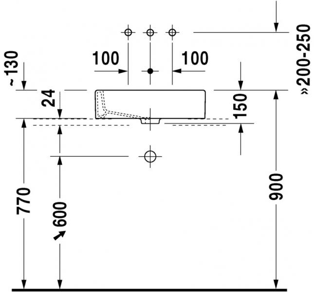 Duravit Vero 50 fritst&aring;ende bowlevask - Uden hanehul