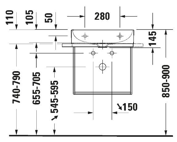 Duravit DuraSquare 50 stativ til h&aring;ndvask - V&aelig;gh&aelig;ngt - Krom