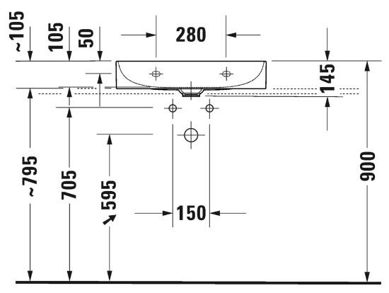 Duravit DuraSquare Compact 60 bowlevask op til væg - Med 1 hanehul - Uden overløb Duravit DuraSquare Compact 60 bowlevask op til væg - Med 1 hanehul - Uden overløb