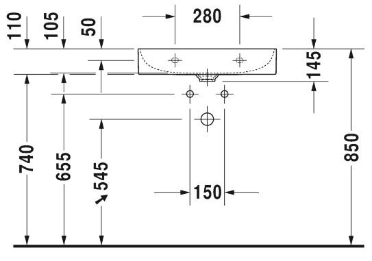 Duravit Durasquare 60 h&aring;ndvask t/v&aelig;g eller m&oslash;bel