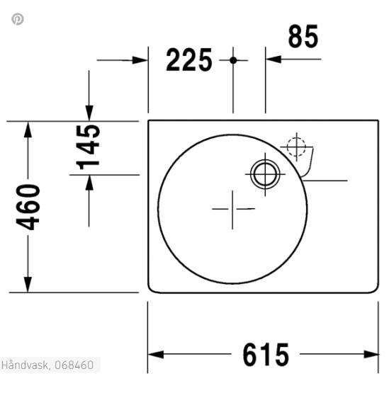 Duravit Scola 60 håndvask t/væg eller møbel - Vask i venstre side - Forlokket hanehul Duravit Scola 60 håndvask t/væg eller møbel - Vask i venstre side - Forlokket hanehul