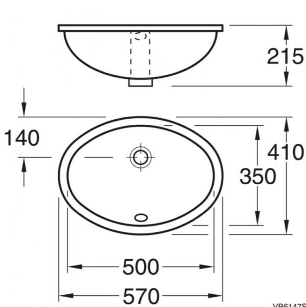 Gustavsberg 57 h&aring;ndvask t/underlimning - Uden hanehul