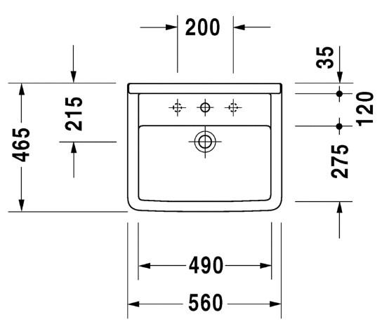 Duravit Starck 3 56 h&aring;ndvask t/nedf&aelig;ldning