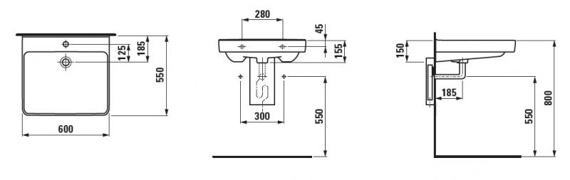 Laufen Pro Liberty 60 h&aring;ndvask - 1 hanehul