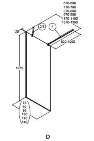 Dansani Match D 80 fast væg - Klar glas/matkrom Dansani Match D 80 fast væg - Klar glas/matkrom