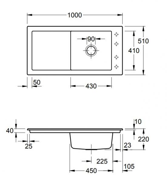 Villeroy & Boch Timeline 60 100 køkkenvask m/afløbsbakke - Hvid alpin - Ceramic+ Villeroy & Boch Timeline 60 100 køkkenvask m/afløbsbakke - Hvid alpin - Ceramic+