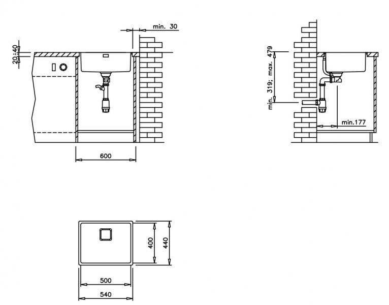 Intra FlexLinea k&oslash;kkenvask - B&oslash;rstet messing