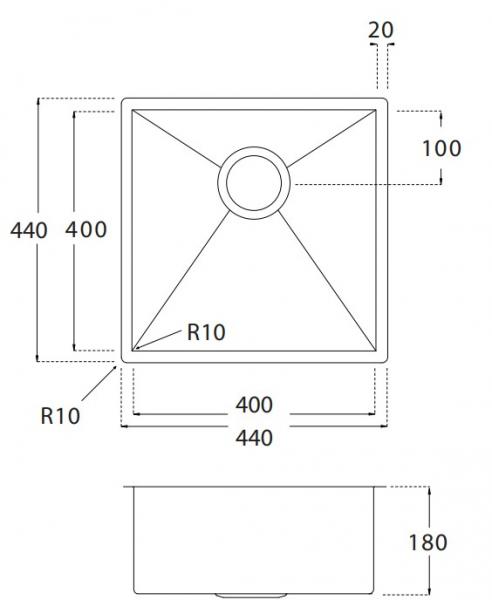 Lavabo Kubus 400 Soft k&oslash;kkenvask - Shadow