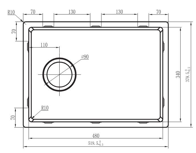 Lavabo DK480 k&oslash;kkenvask m/kurveventil - Rustfrit st&aring;l