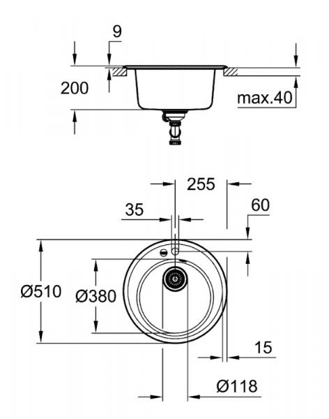 Grohe K200 rund køkkenvask i komposit - Sort granit Grohe K200 rund køkkenvask i komposit - Sort granit