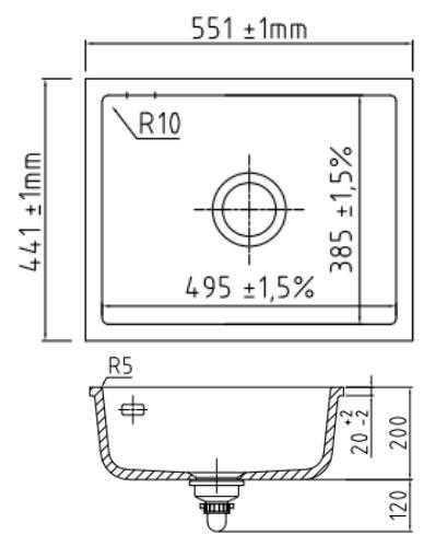 Lavabo Mera 50 U porcel&aelig;nsk&oslash;kkenvask - Krom afl&oslash;b