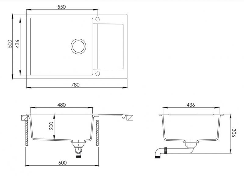 Lavabo Saturn 790 køkkenvask i komposit m/afløbsbakke - Sort/messing Lavabo Saturn 790 køkkenvask i komposit m/afløbsbakke - Sort/messing