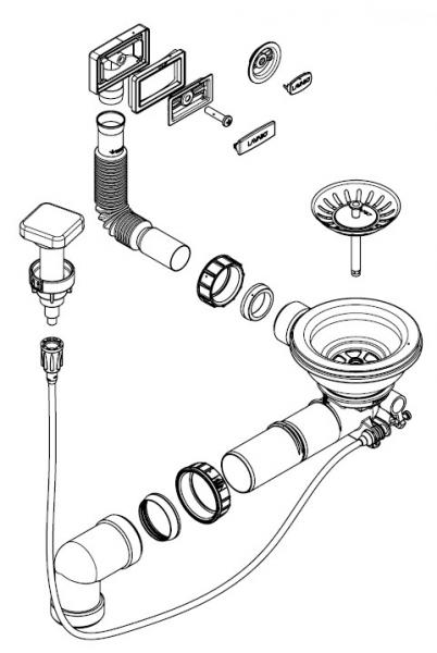 Lavabo D1 afløbssæt til køkkenvask - Rustfrit stål Lavabo D1 afløbssæt til køkkenvask - Rustfrit stål