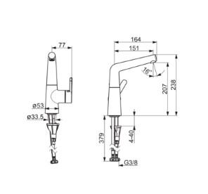 Oras Inspera 3006F-34 h&aring;ndvaskarmatur m/svingtud - Rosegold