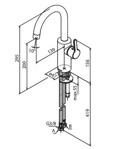 Damixa Silhouet h&aring;ndvaskarmatur m/C-tud - B&oslash;rstet grafitgr&aring;