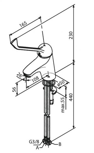 Damixa Space h&aring;ndvaskbatteri med rehabh&aring;ndtag