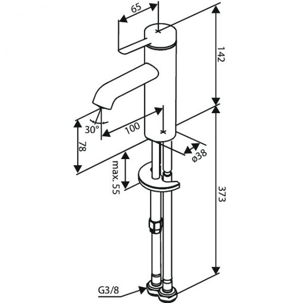 Damixa Iris S h&aring;ndvaskarmatur u/bundventil m/koldstart - Steel