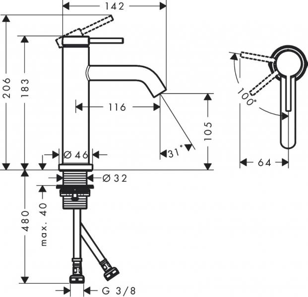 hansgrohe Tecturis S 110 h&aring;ndvaskarmatur m/CoolStart og EcoSmart+ - Krom