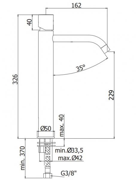 Lavabo Mira 070 h&aring;ndvaskarmatur h&oslash;j model - Messing natur