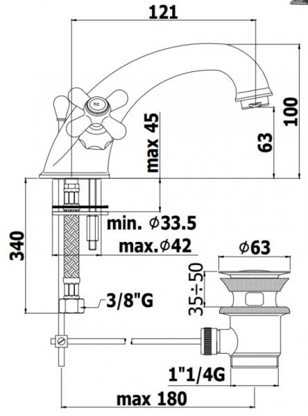 Lavabo Retro 2-grebs h&aring;ndvaskarmatur - Krom