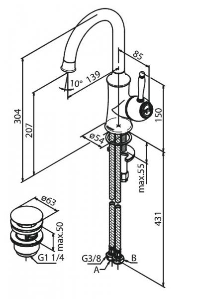 Damixa Tradition h&aring;ndvaskarmatur m/svingtud - H&oslash;j tud