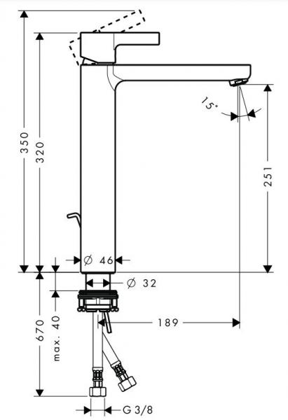 Hansgrohe Metris S h&aring;ndvaskarmartur - h&oslash;j model m/bundventil
