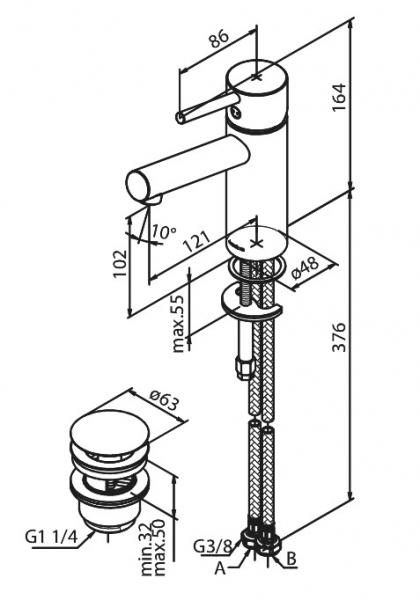 Damixa Osier M h&aring;ndvaskarmatur m/bundventil - Krom
