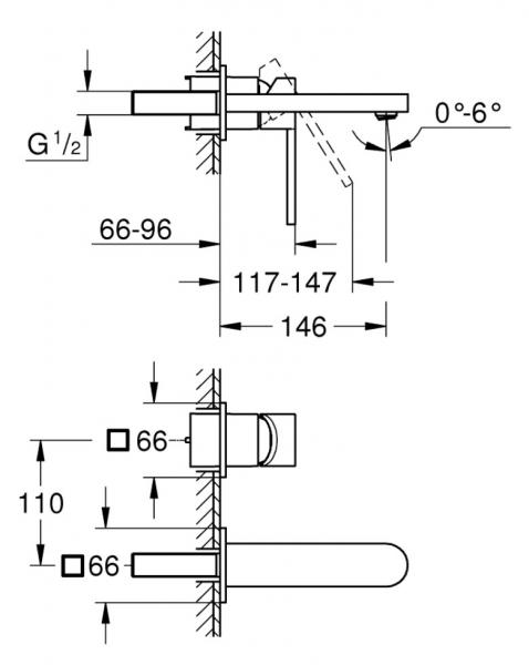 Grohe Plus h&aring;ndvask armatur til indbygning - Krom