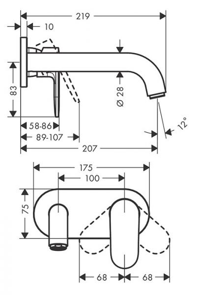 hansgrohe Vernis Blend h&aring;ndvaskarmatur t/indbygning 207 mm - Mat sort