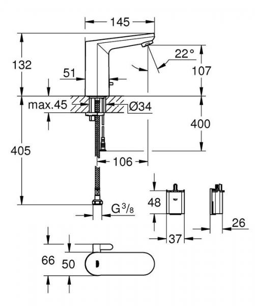 Grohe Get E berøringsfri vandhane m/infrarød og batteri – Mat sort Grohe Get E berøringsfri vandhane m/infrarød og batteri – Mat sort