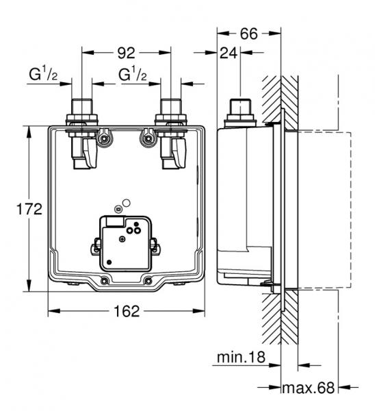 Grohe Eurosmart CE elektronisk h&aring;ndvask indvendige dele med blander