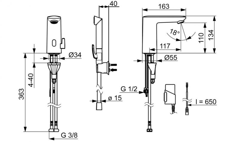 Oras Electra 9212FZ safety berøringsfri vandhane m/håndbruser - Mat sort Oras Electra 9212FZ safety berøringsfri vandhane m/håndbruser - Mat sort